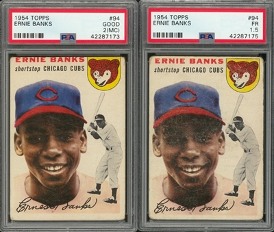 1954 Topps #94 Ernie Banks Rookie Cards PSA-Graded Pair (2)